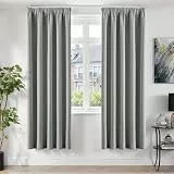 TOPICK Vorhänge Blickdicht Gardinen für schienensystem Verdunklungsvorhänge Blackout Curtains 220x140 cm 2er Set Gardinen mit Kräuselband Wohnzimmer Vorhänge Schlafzimmer Übergardinen Hellgrau