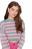 TRENDYOL Damen Pullover With Crew Neck, Colour Block Cut Sweatshirt, Grün, S EU