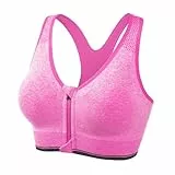 Generisch BH Damen Bra Damen Sport-BH mit Reißverschluss vorne, hohes Workout-Yoga-Laufoberteil, atmungsaktiv, stützend, nahtlos, Komfort, Fitness, Activewear (M)