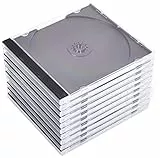 Hama CD-Leerhüllen 10 Stück (Jewel Case für CD/DVD/Blu-ray, Leerbox zur Archivierung, Aufbewahrung, Standard CD-Schutzhülle, Transport-Hülle) transparent-schwarz