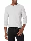 Amazon Essentials Herren Langärmeliges Henley-Shirt, Schmale Passform, Hellgrau Meliert, M
