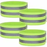 4 Stück Reflektoren Kleidung Reflektorband，Reflektorbänder Set, elastisch, mit Klettverschluss und starken Reflektorstreifen，Motorradfahren Oder Laufen