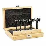 kwb Forstnerbohrer-Set 5-tlg. (15-35 mm, 88 mm Länge, Hex-Schaft, ausrissfreie Bohrlöcher, langlebig, für Hart-/Weichholz, inkl. Holzkassette)