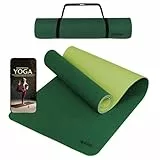 ALPIDEX Yogamatte rutschfest 190 x 61 x 0.6 cm | 190 x 90 x 0.6 cm E-Book Phthalatfreie Fitness TPE Matte Gymnastik Turnen Pilates Sport Yoga Trainingsmatte, Dark Green/Lime, 190 x 61 x 0.6 cm