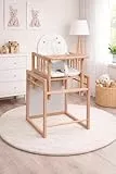 BASIC 2in1 Hochstuhl – Kinderstuhl mit Tischfunktion | kompakt & platzsparend | Buchenholz | 3 Designs (Natur Moon)