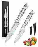 MOSFiATA Messerset 2-teilig, Profi Universalmesser 13 cm und Scharfes Schälmesser 9 cm aus Hochwertige Edelstahl mit Messerschutz