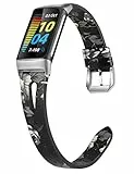 Wearlizer Kompatibel mit Fitbit Charge 6/Charge 5 Armbänder für Damen Herren, Weiches Lederarmband Ersatzarmband,Schlankes Armband zubehör für Activity Tracker