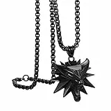 Flongo Herren Kette mit Wolfskopf Anhänger Edelstahl Halskette Herrenschmuck Wizard-Halskette Drachen Kette Wilder Stil für Punk-Männer und Frauen