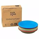FAIR ZONE Untersetzer 6er Set bunt aus fair gehandeltem Naturkautschuk - FSC-Zertifiziert - Plastikfrei & umweltfreundlich - Hitzebeständig & langlebig - Flexibles Umtopfen