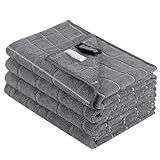 KinHwa 4er Set Geschirrtücher Mikrofaser in 45x65cm Hochsaugfähig & Langlebig Fusselfrei Streifen Geschirrtuch -Tea Towels-Küchentücher Dicke Premium Geschirrtuch(grau)