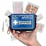 WALSER Premium Mini Erste-Hilfe-Set für Zuhause, wasserfeste Verbandstasche 2026, handliches Notfall-Set mit 107 Teilen, kompaktes First Aid Kit, Reiseapotheke Set, Mini Verbandskasten blau