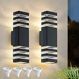 Klighten 2PCS Außenlampe Aussenlampe Wand,IP65 Außenleuchte Außenwandleuchte GU10 Up Down 3000K,LED Wandleuchte Wandlampe aussen -Aussenleuchte Außenbeleuchtung Garage & Korridor|Anthrazit