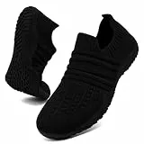 MGNLRTI Barfußschuhe Damen Barfuss Schuhe Slip On Sneaker Sportschuhe Leichte Hallenschuhe Stoffschuhe Freizeitschuhe Turnschuhe Damen Schwarz Größe 41 EU
