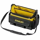 STANLEY offene Werkzeugtasche (31 x 20 x 26 cm, acht äußere, zehn innere Taschen, Innenorganizer, 20 kg Ladekapazität, gummierter Handgriff, wasserabweisender Polypropylenboden) STST1-70718