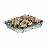 Relaxdays Einweggrill, gebrauchsfertig, 2 Standfüße, 500g Grillkohle enthalten, instant BBQ, lange Brenndauer, silber