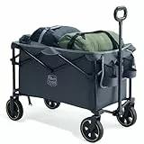 TIMBER RIDGE Bollerwagen Faltbar 200L mit Getränkehalter Verstellbarem Griff, Handwagen Transportwagen für Alle Gelände, Outdoor Camping Einkaufen Garten, 150KG Belastbar