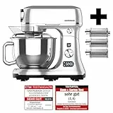 GASTROBACK Design Küchenmaschine Advanced Digital 20-teilig – Mit 5L Edelstahl, Keramik Rührschüssel, Doppelknethaken & Fleischwolfaufsatz 600W, Premium Food Processor für Pasta, Brot & Mehr