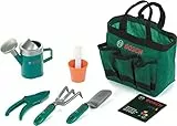 Theo Klein 2787 Bosch Garten Gartentaschen-Set I Hochwertiges Kinder-Gartenset I Inkl. Schaufel, Pflanztopf, Gießkanne u.v.m. I Maße: 32 cm x 30 cm x 6 cm I Spielzeug für Kinder ab 3 Jahren