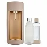 Mysoda: Stilvoller Glassy Wassersprudler aus Holzkomposit und Aluminium (ohne CO2-Zylinder) mit 1-Liter-Glasflasche & BPA-freier 1-Liter-Plastikflasche - Latte