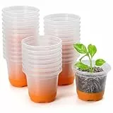 MIXC 30 Packungen 10,2 cm verstärkte transparente Kindergartentöpfe mit Silikonboden für einfaches Umpflanzen, transparenter Kunststoff-Blumentopf, wiederverwendbare Sämlingtöpfe, Samen-Starter-Töpfe,