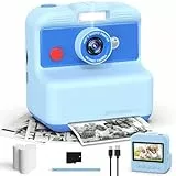 CAMCLID Sofortbildkamera Kinder, 3,0 Zoll Bildschirm Kinderkamera Sofortbildkamera, 48MP/2,5K UHD Kinder Kamera Sofortdruck mit 32GB Karte, Spielzeug Geschenk für Jungen und Mädchen 3-12 Jahre(Blau)