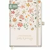 Häfft® Wochen-Notiz-Kalender 2026 A5 'Wild Blossoms' Buchkalender, Planer Notiz-Timer, Terminplaner, Wochenkalender, Organizer, Terminkalender mit Einstecktasche - nachhaltig & klimafreundlich