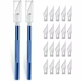 2 Stück Cutter für DIY Art Work Cutting, Skalpell mit 20 Ersatzklingen, Bastelmesser Cuttermesser Hobbymesser Schnitzmesser Caving, Skulptur, Fensterfolie, Lackschutzfolien (Blau)