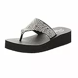 Skechers Damen Vinyasa Stone Candy Zehentrenner, Black Mitobuck/Smoke Rhinestone, 38 EU
