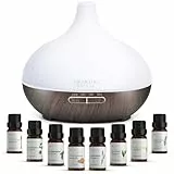 ASAKUKI 300ml Aroma Diffuser mit 8 * 10ml Ätherische Öle Set, Ultraschall Luftbefeuchter Diffusor, 14 Farben LED, 23dB Cool Mist Raumbefeuchter, Yoga, SPA, Zuhause Schwarz
