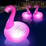 DeeprBling Flamingo Pool Lichter Schwimmend, Aufblasbare Flamingo Schwimmende Solarleuchten, LED Flamingo Schwimmlichter Solar, IP68 Wasserdicht Schwimmende Flamingo Lichter für Pool, Teich - 1 Stück