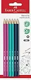 FABER-CASTELL 111184 - Bleistifte Set, 6 Stifte Härtegrad HB, bruchsicher, für Kinder und Erwachsene