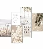 artpin® Wandbilder Poster Set Boho Wohnzimmer Schlafzimmer Deko Beige Pampas Palme Schaukel W19A4