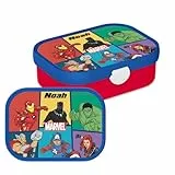 Mepal Campus Lunchbox Avengers – Personalisierte Bento Brotdose mit Namen für Kinder – Bento-Einsatz & Gabel – Clip-Verschluss – BPA-frei & spülmaschinenfest – 750 ml – Marvel