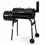 tepro BBQ Smoker Grill Wichita, mit 2 Grillkammern, Rädern und Thermometer im Deckel, Maße ca. 112 x 63 x 116,5 cm, Schwarz