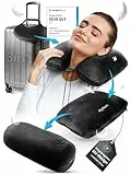 daydream 3 in 1 Nackenkissen mit Mikroperlen - Nackenhörnchen, Reisekissen und Nackenrolle in einem (N-5501), Schwarz