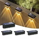 Peasur 4 Stück Solarlampen für Außen, Solar Zaunleuchten Aussenleuchte, Wasserdichte Solarleuchte Zaun, Solar Wandleuchte Aussen für Stufen, Terrasse, Treppen, Balkon (Warmweiß)