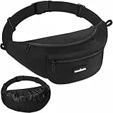 MOCOCITO Bauchtasche Damen Herren, Schwarz Gürteltasche Wasserdicht Hüfttasche, 4L Groß Brusttasche für Joggen Sport Reise Wandern Outdoor Fitness, mit Regenschutz
