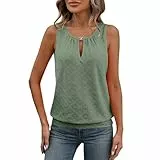 Lochmuster Oberteil Damen Lockere Sommer Tops Mit Träger Große Größen Rosa Rundhals Tank Top Casual Sexy Ärmellos Shirt Für Damen Sport Basic Tanktops M