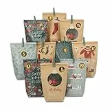 Papierdrachen Adventskalender 2025 zum Befüllen - 24 Papiertüten in Grün & Braun mit Zahlenaufklebern & Klammern - DIY Bastelset für Weihnachten