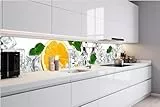 Küchenrückwand Folie Selbstklebend Zitrone UND EIS 420 x 60 cm | Klebefolie - Dekofolie - Spritzschutz für Küche | Made in EU