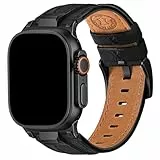 Wristitani Lederarmband Kompatibel mit Apple Watch Armband 49mm 46mm 45mm 44mm 42mm für Männer, Echtes Leder Langlebige Metall Connector Ersatzband für iWatch Ultra 2 3 Series 11 10 9 8 7 SE3 6 5 4 3