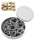 ALONK 24 Stück Plätzchen Ausstecher Set, Edelstahl Geometrische Keksformen mit 8 Formen Stern Blumen Sechseck Herz für Backen Fondant Torten