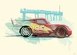 Komar Wandbild von Disney - Cars Lightning McQueen - Größe: 70 x 50 cm (ohne Rahmen) - Dekoration, Kinderzimmer, Poster, Kunstdruck