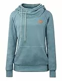 Cassiecy Hoodie Damen Winter Langarm Stehkragen Kapuzenpullover Warme Casual Pullover Hoody mit Kapuze(Hellgrün, M