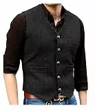 Solovedress Mens Vintage Classic Wolle Anzugweste Formale Regular Fit Weste Anzug Weste für Hochzeit Groomsmen(Black,L)