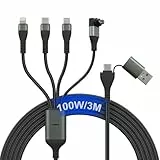 4in2 Ladekabel Ladegerät für Garmin UHR – iPhone Multi-Ladekabel [3m,USB-C100W,MFi] USB C/Lightning/Micro/Garmin Watch Kabel für Fenix ​​Forerunner Vivoactive Instinct Venu Approach iPhone17–8 Android