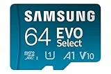 Samsung EVO Select (2021) microSD-Karte + SD-Adapter, 64 GB, Speicherkarte für Smartphone und Tablet, UHS-I U1, Full HD, 130 MB/s Lesen, MB-ME64KA/EU
