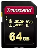 Transcend 64GB SDXC 700S Speicherkarte UHS-II, C10, U3, V90, 8K, Ultra HD, bis zu 285/180 MB/s, entwickelt für DSLR-Kameras und professionelle Camcorder - TS64GSDC700S