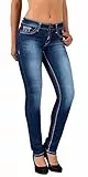 ESRA Damen Jeans Jeanshose Damen Hose Straight Leg Dicke Naht Jeanshosen Damenjeans bis große Größen J755