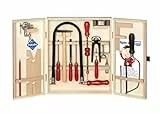 Pebaro 401S Öko-Laubsägeschrank, 24 Teile, komplettes Set im Holzschrank ohne Kunststoff, Stahlwerkzeuge, Laubsägebogen made in Germany, Basteln mit Holz, Laubsägen, Bastelset, Geschenkidee für Kinder, 60 x 30 cm